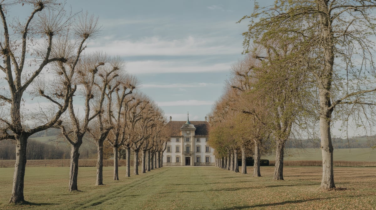 Historischer Landsitz mit Allee im Mittelland